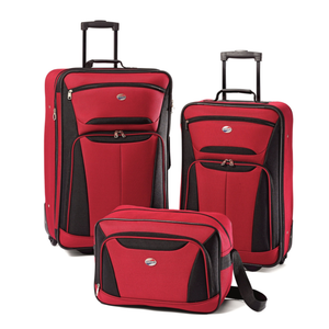 3 PC Travel Trolley Suitcase American Tourister Rolling Luggage Set Red